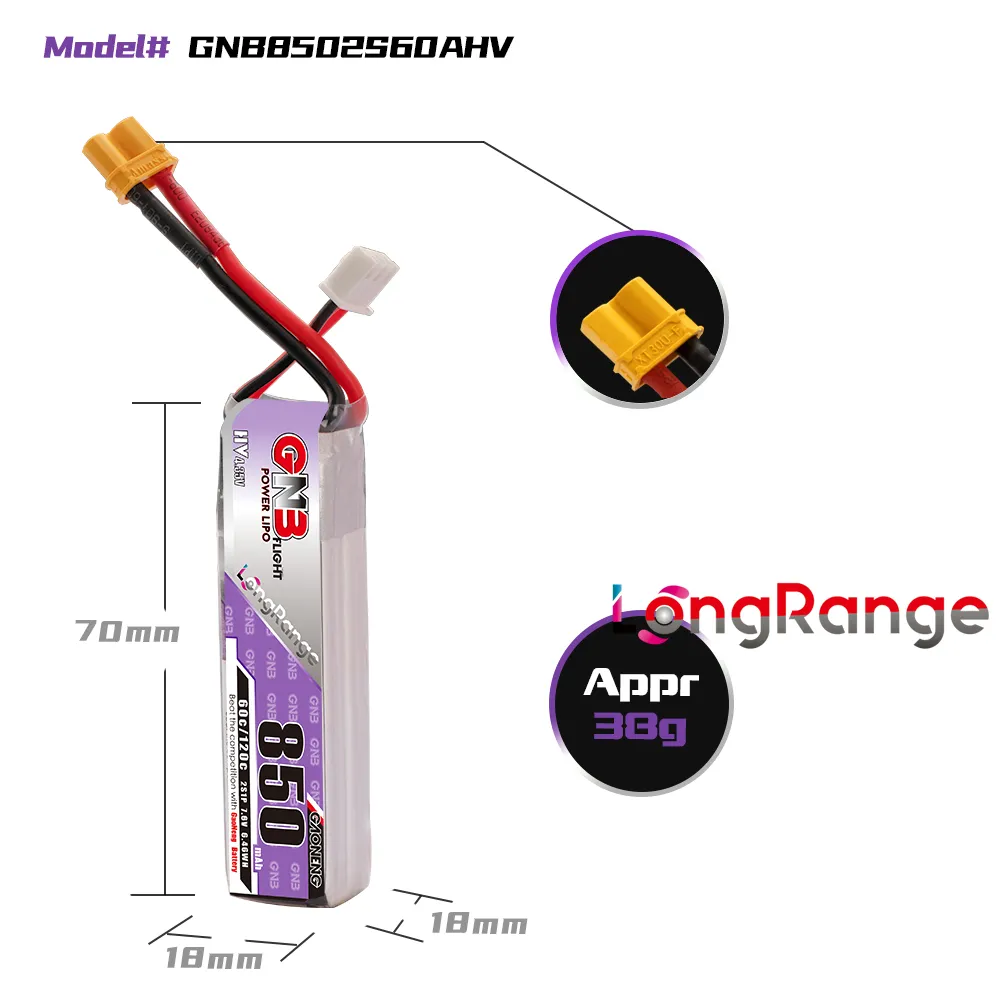 GAONENG GNB LiPo Pil 850mAh 2S - Drone Rc Race incelemesi ve fiyatı
